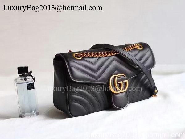 Gucci GG Marmont Matelasse Shoulder Bag 443497 Black