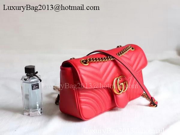 Gucci GG Marmont Matelasse Shoulder Bag 443497 Red