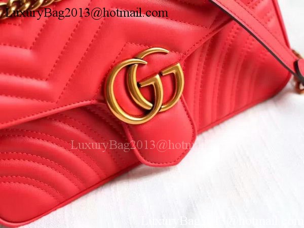 Gucci GG Marmont Matelasse Shoulder Bag 443497 Red