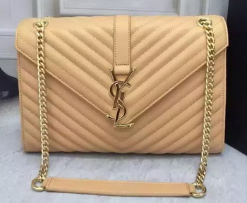 YSL Classic Monogramme Flap Bag Calfskin Leather Y26588 Apricot