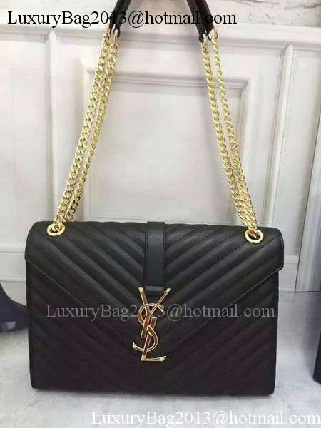 YSL Classic Monogramme Flap Bag Calfskin Leather Y26588 Black