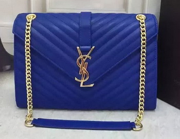 YSL Classic Monogramme Flap Bag Calfskin Leather Y26588 Blue