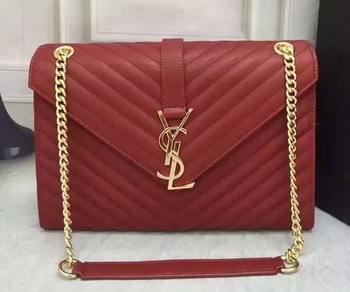 YSL Classic Monogramme Flap Bag Calfskin Leather Y26588 Burgundy