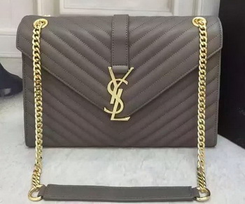 YSL Classic Monogramme Flap Bag Calfskin Leather Y26588 Grey