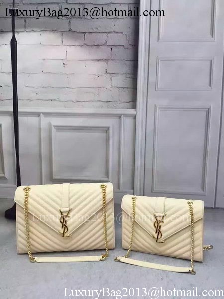 YSL Classic Monogramme Flap Bag Calfskin Leather Y26588 White