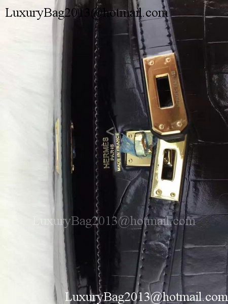 Hermes MINI Kelly 22cm Tote Bag Croco Leather KL22 Black