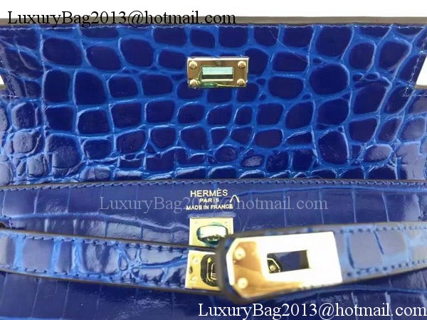 Hermes MINI Kelly 22cm Tote Bag Croco Leather KL22 Blue