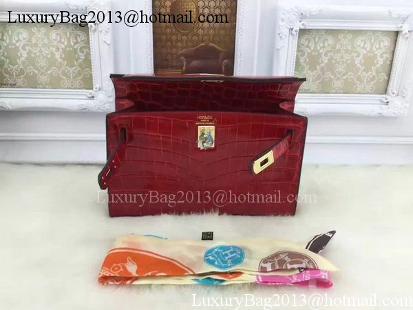 Hermes MINI Kelly 22cm Tote Bag Croco Leather KL22 Burgundy