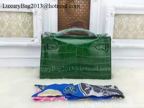 Hermes MINI Kelly 22cm Tote Bag Croco Leather KL22 Green