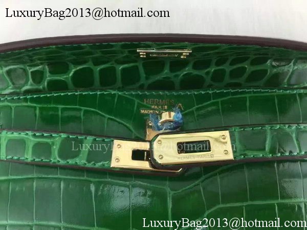 Hermes MINI Kelly 22cm Tote Bag Croco Leather KL22 Green