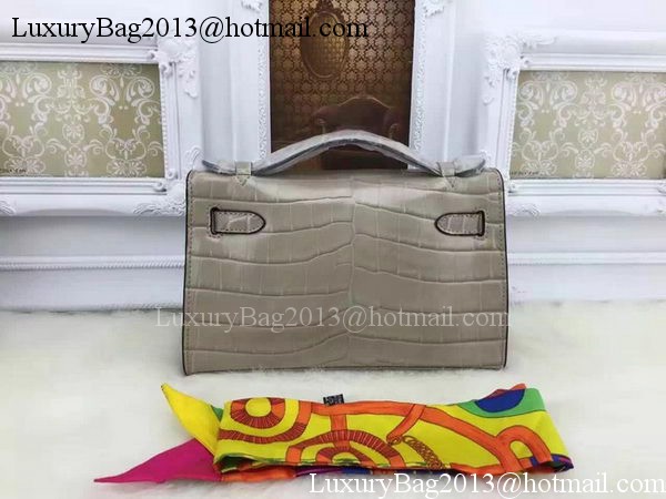 Hermes MINI Kelly 22cm Tote Bag Croco Leather KL22 Grey