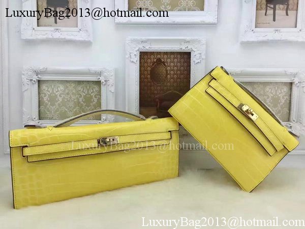 Hermes MINI Kelly 22cm Tote Bag Croco Leather KL22 Lemon