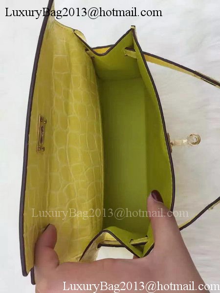 Hermes MINI Kelly 22cm Tote Bag Croco Leather KL22 Lemon