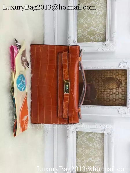 Hermes MINI Kelly 22cm Tote Bag Croco Leather KL22 Orange