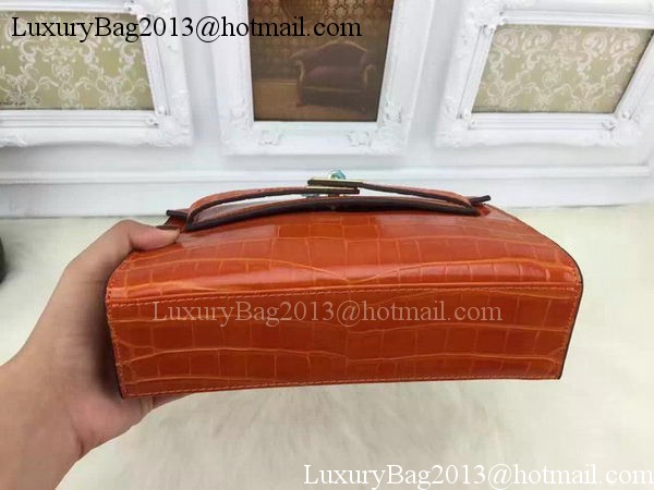 Hermes MINI Kelly 22cm Tote Bag Croco Leather KL22 Orange