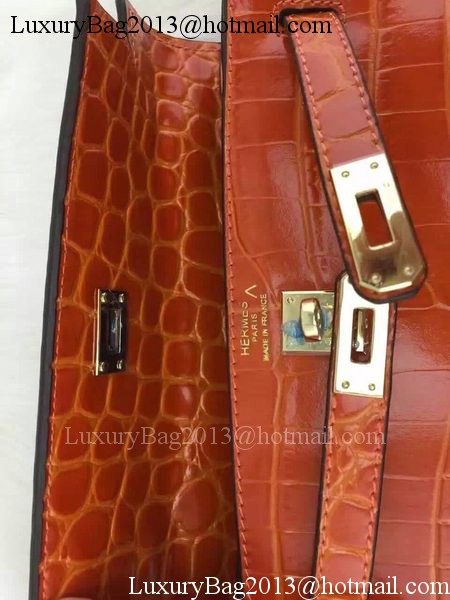 Hermes MINI Kelly 22cm Tote Bag Croco Leather KL22 Orange