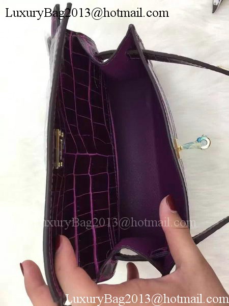 Hermes MINI Kelly 22cm Tote Bag Croco Leather KL22 Purple