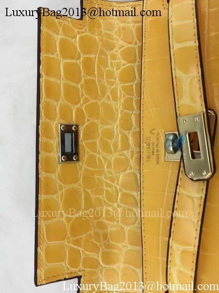 Hermes MINI Kelly 22cm Tote Bag Croco Leather KL22 Yellow