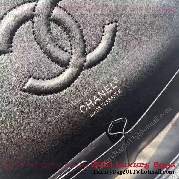 Chanel 2.55 Series Flap Bag Black Cannage Pattern Chevron Leather A1112V Silver