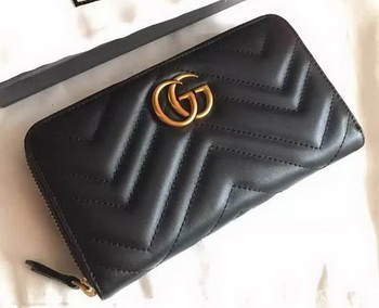 Gucci GG Marmont Zip Around Wallet 443123 Black