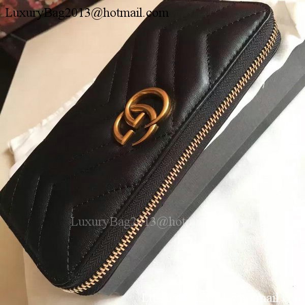 Gucci GG Marmont Zip Around Wallet 443123 Black