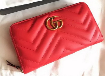 Gucci GG Marmont Zip Around Wallet 443123 Red