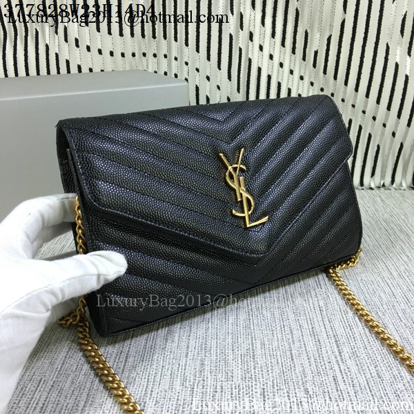 YSL Classic Monogramme Flap Bag Cannage Pattern Y377828L Black