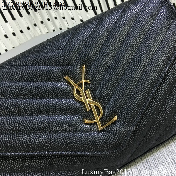 YSL Classic Monogramme Flap Bag Cannage Pattern Y377828L Black