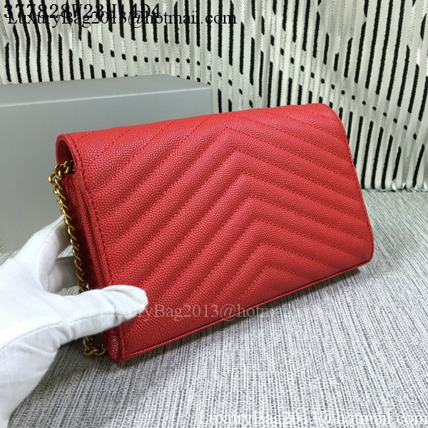 YSL Classic Monogramme Flap Bag Cannage Pattern Y377828L Red