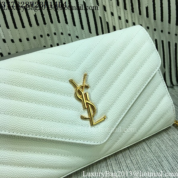 YSL Classic Monogramme Flap Bag Cannage Pattern Y377828L White