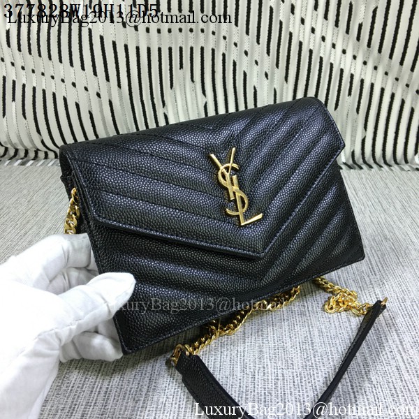 YSL Classic Monogramme Flap Bag Cannage Pattern Y377828S Black