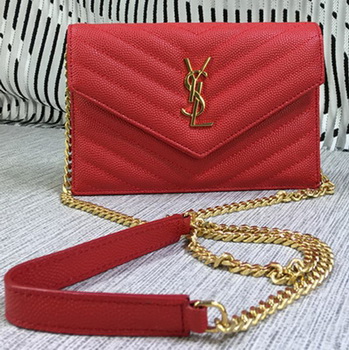 YSL Classic Monogramme Flap Bag Cannage Pattern Y377828S Red