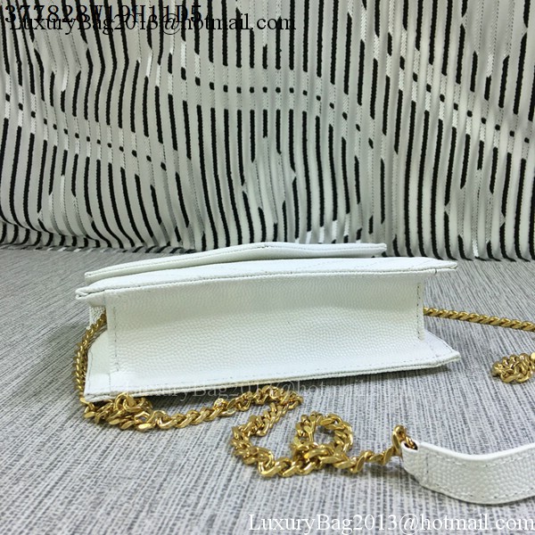 YSL Classic Monogramme Flap Bag Cannage Pattern Y377828S White