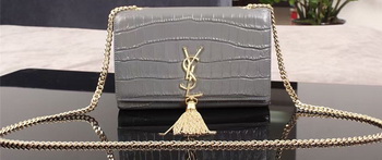 Yves Saint Laurent Croco Leather Cross-body Shoulder Bag 1311224 Grey