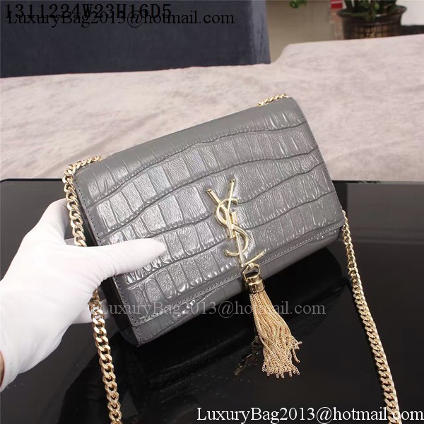 Yves Saint Laurent Croco Leather Cross-body Shoulder Bag 1311224 Grey