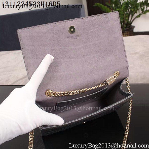 Yves Saint Laurent Croco Leather Cross-body Shoulder Bag 1311224 Grey