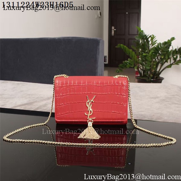 Yves Saint Laurent Croco Leather Cross-body Shoulder Bag 1311224 Red