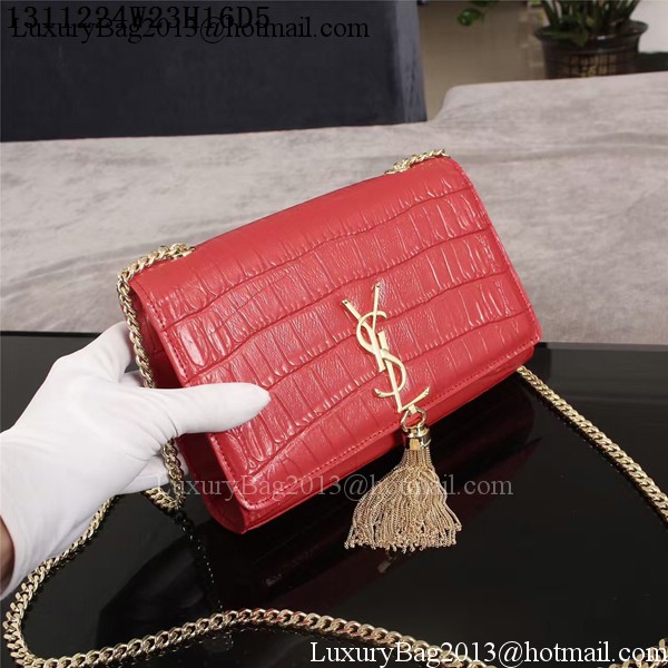 Yves Saint Laurent Croco Leather Cross-body Shoulder Bag 1311224 Red