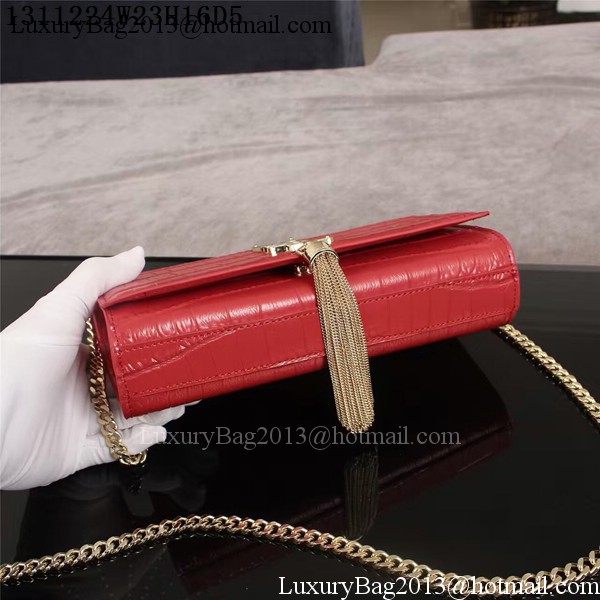 Yves Saint Laurent Croco Leather Cross-body Shoulder Bag 1311224 Red