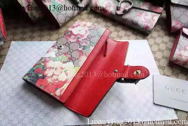 Gucci Dionysus Blooms GG Supreme Chain Wallet 404140 Red