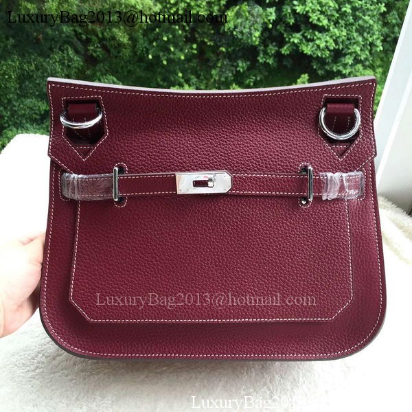 Hermes Jypsiere 31CM Shoulder Bag Calfskin Leather H0880 Wine