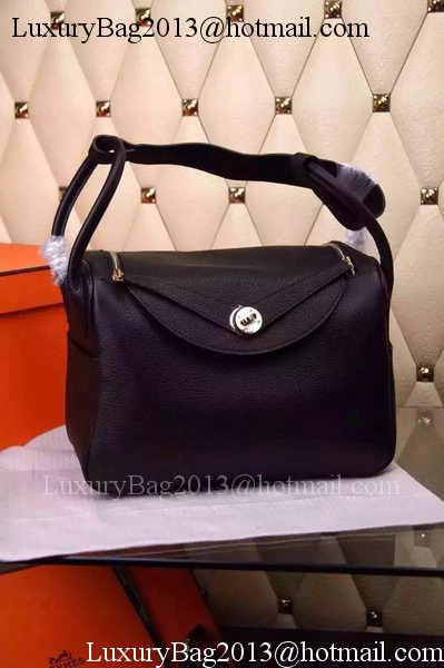 Hermes Lindy 30CM Leather Shoulder Bag H0881 Black