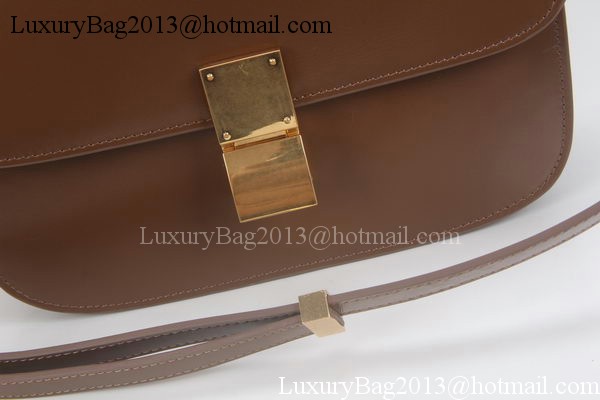 Celine Classic Box Flap Bag Calfskin Leather C3369 Brown