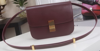 Celine Classic Box Flap Bag Calfskin Leather C3369 Burgundy