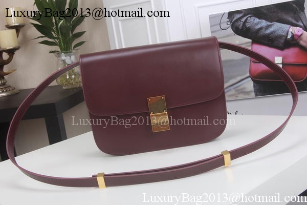 Celine Classic Box Flap Bag Calfskin Leather C3369 Burgundy