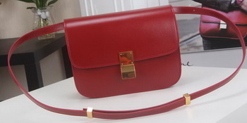 Celine Classic Box Flap Bag Calfskin Leather C3369 Red