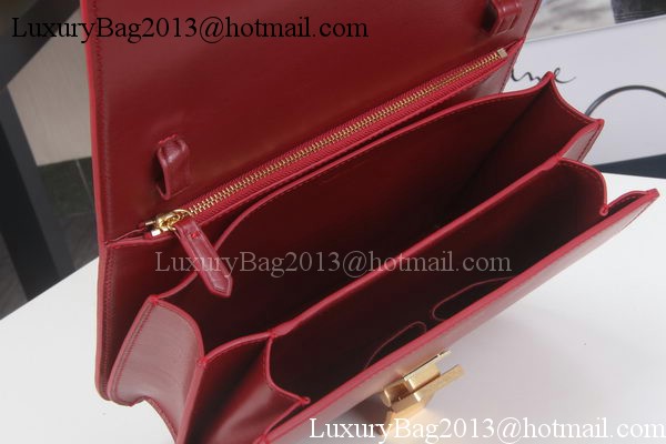 Celine Classic Box Flap Bag Calfskin Leather C3369 Red