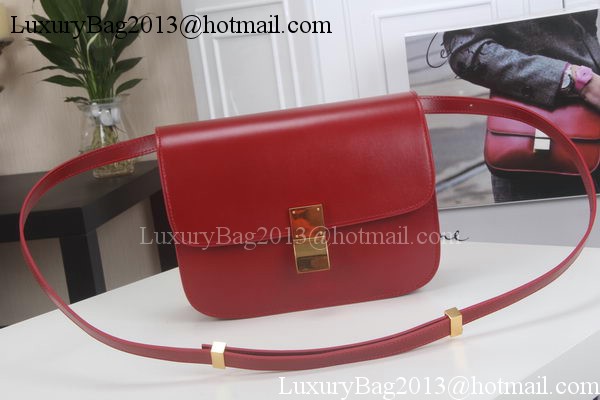 Celine Classic Box Flap Bag Calfskin Leather C3369 Red