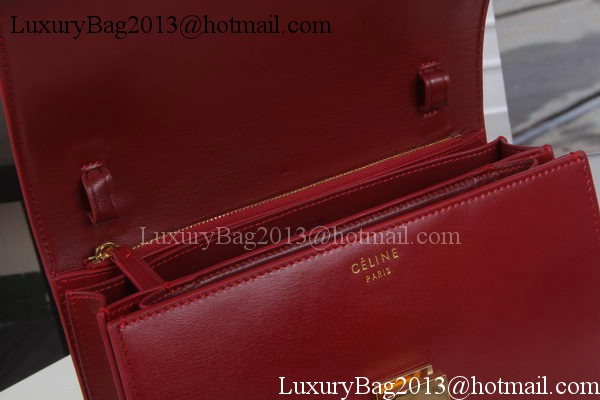 Celine Classic Box Flap Bag Calfskin Leather C3369 Red