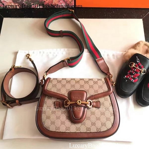 Gucci Lady Web GG Canvas Shoulder Bag 383848 Brown